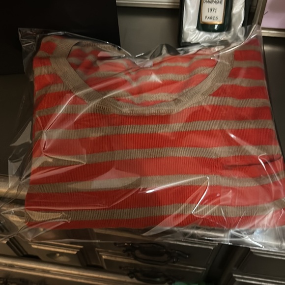 GAP Stripe Sweater Dress Orange Tan Size Medium Wool Blend - Picture 7 of 7